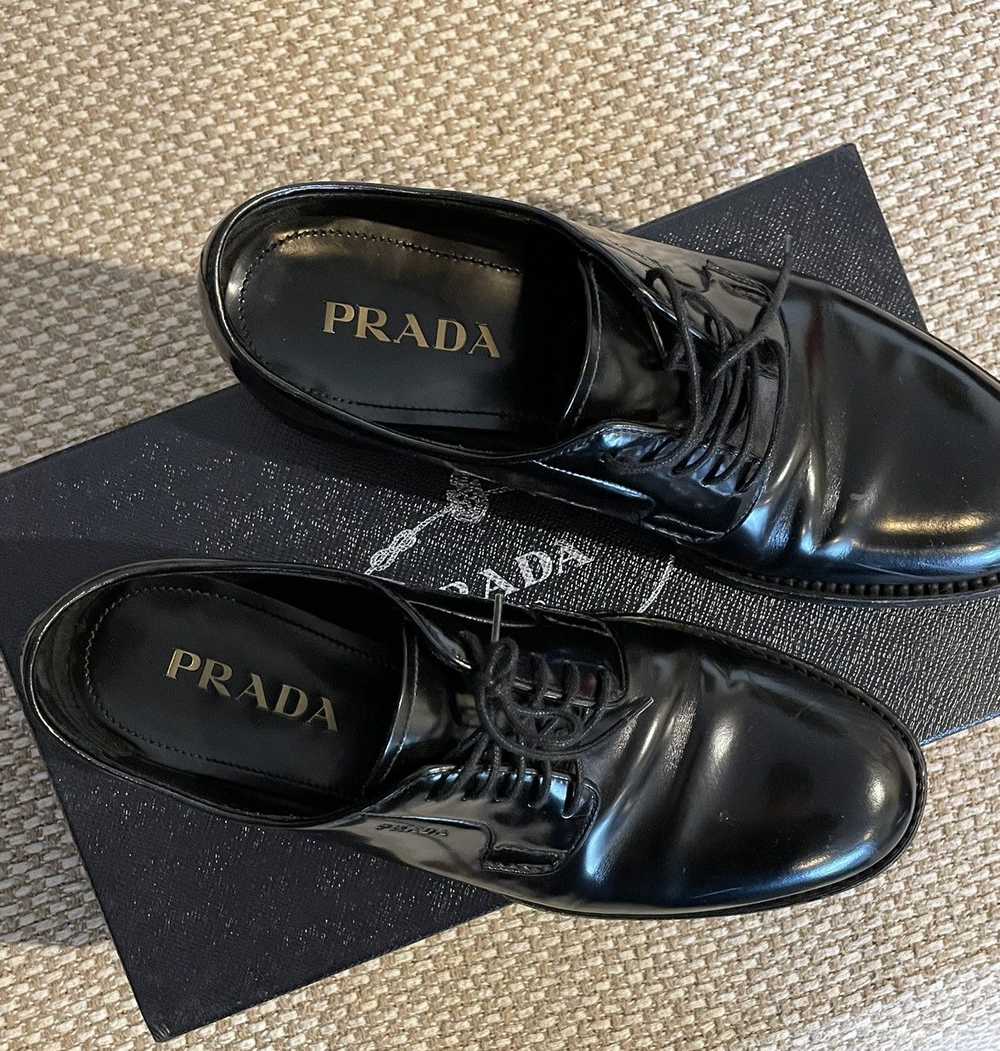 靴 90s-00s prada derby leather shoes 7 Prada - Leather lace-up derby shoes black - The Corner