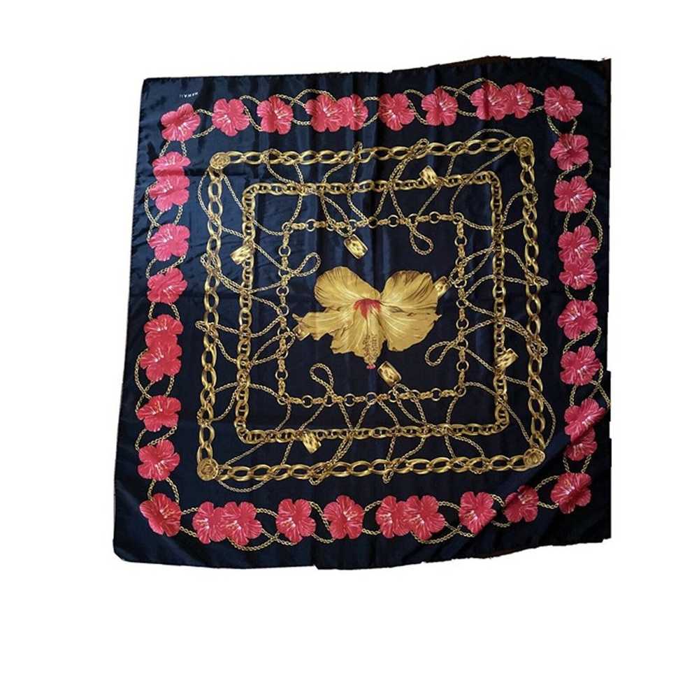 Vintage 1980's Hawaii Floral Pink Hybiscus Scarf … - image 1