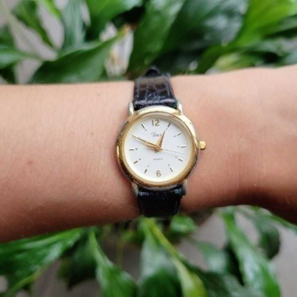 Vintage Timex Quartz Genuine Leather Watch - image 4