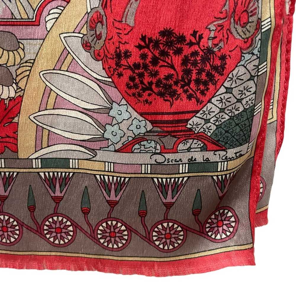 Oscar de la Renta Silk Scarf Womens Asian Multi-C… - image 3