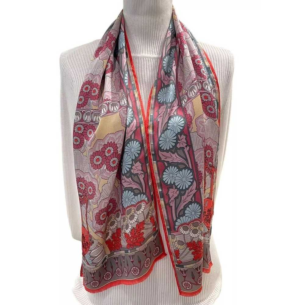 Oscar de la Renta Silk Scarf Womens Asian Multi-C… - image 4