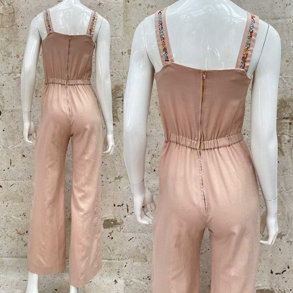 Vintage 70’s Jumpsuit With Floral Trims, Small - image 3