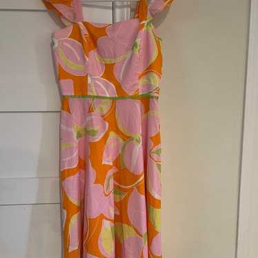 Maggy London Pink and Orange Dress- Flutter Sleeve