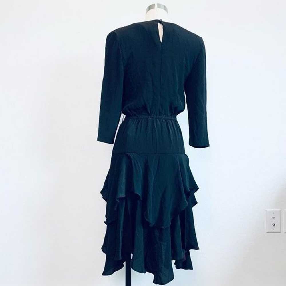 Vintage Pheobe Black Midi Dress Tiered Ruffle Sal… - image 4