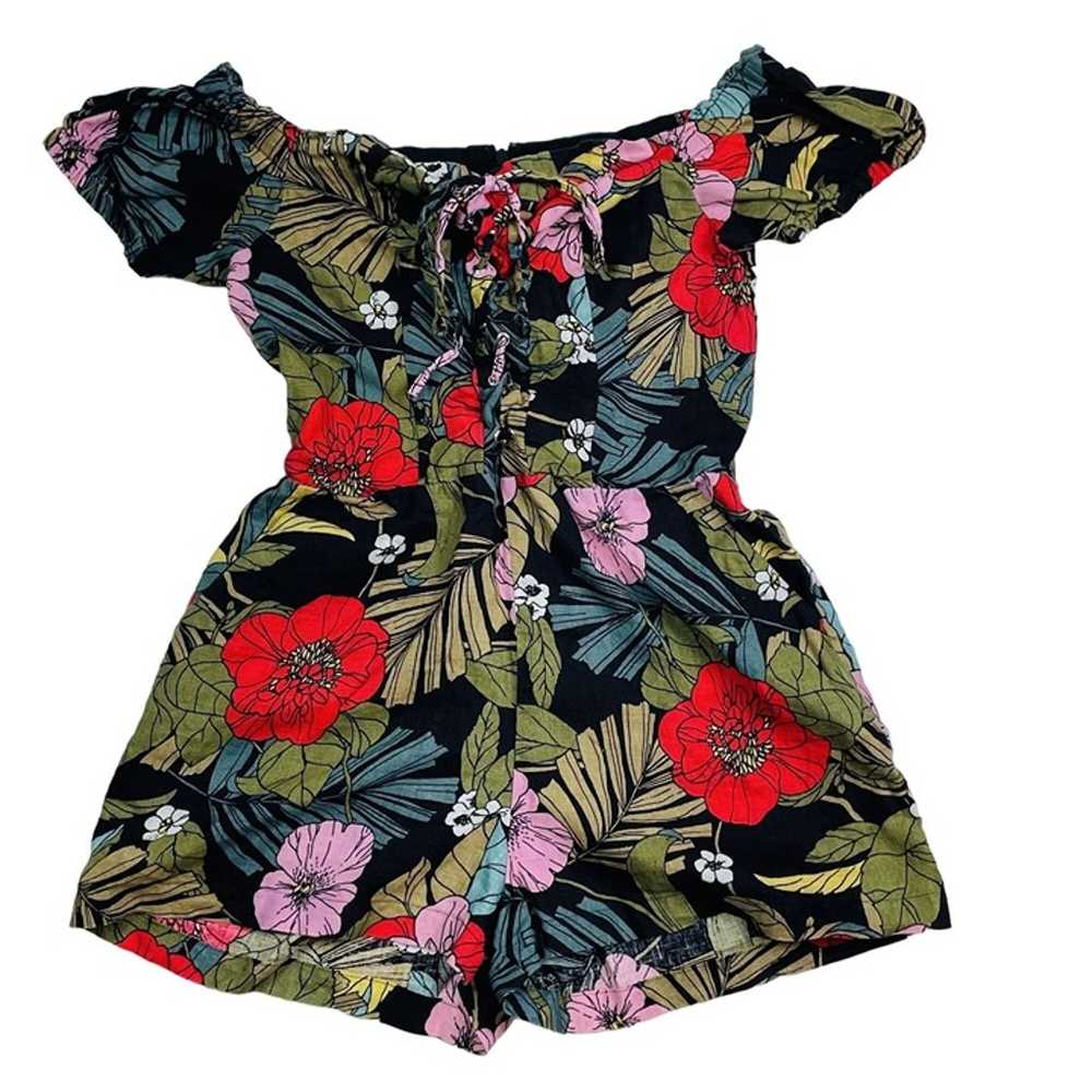 Guess Womens Tropical Romper Floral Off-Shoulder … - image 1