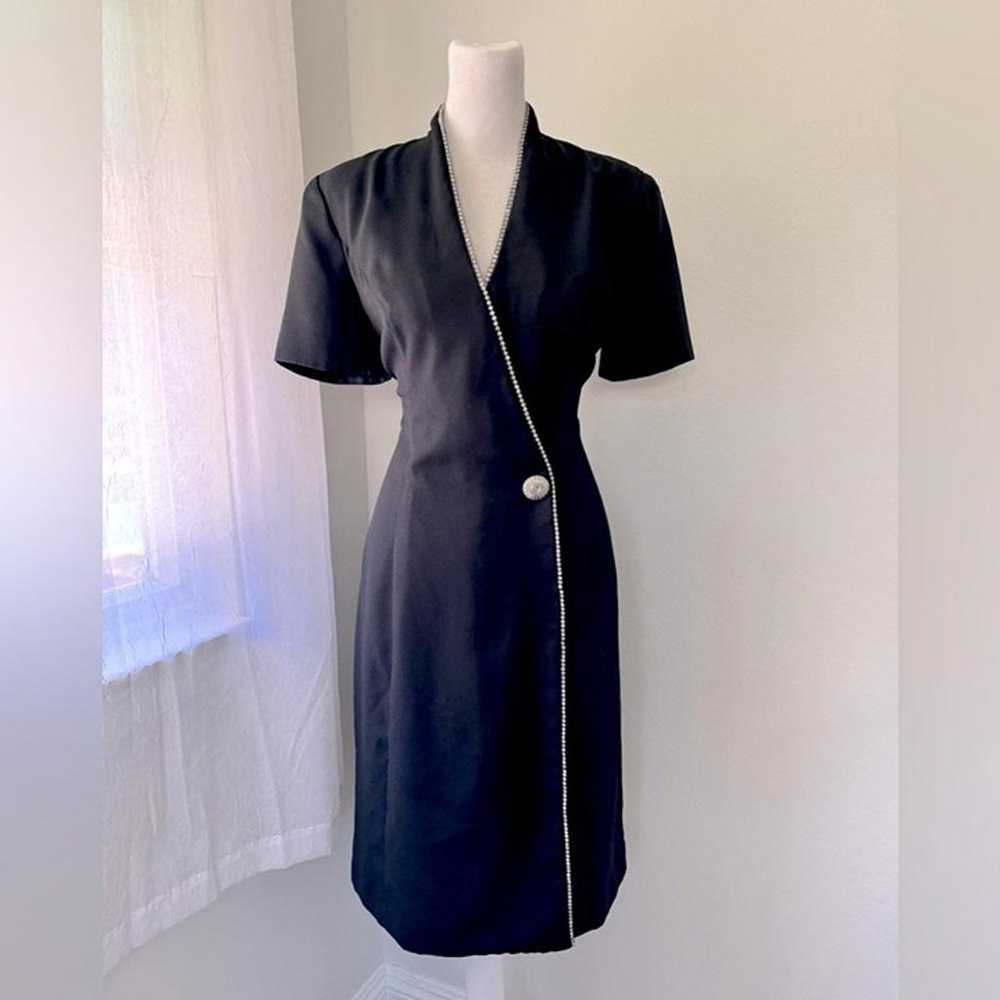 Vintage ‘90s Dave & Johnny Black Cocktail Dress w… - image 1