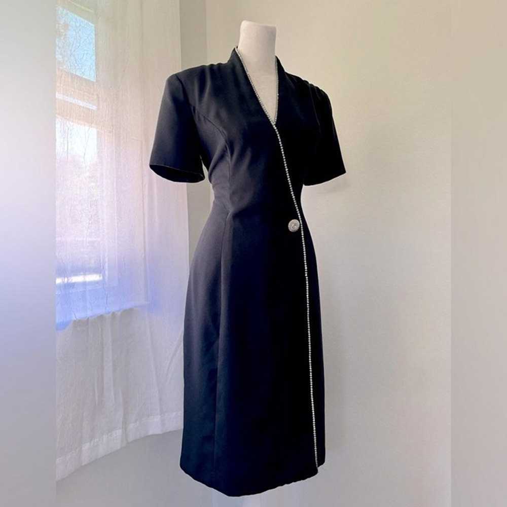 Vintage ‘90s Dave & Johnny Black Cocktail Dress w… - image 3