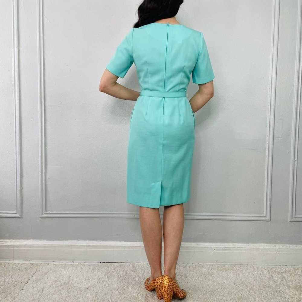 Vintage 80s Teal Belted Dress - image 3