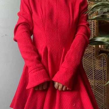 Vintage Mini Gogo Dress Red Long Sleeve, 1960s - image 1