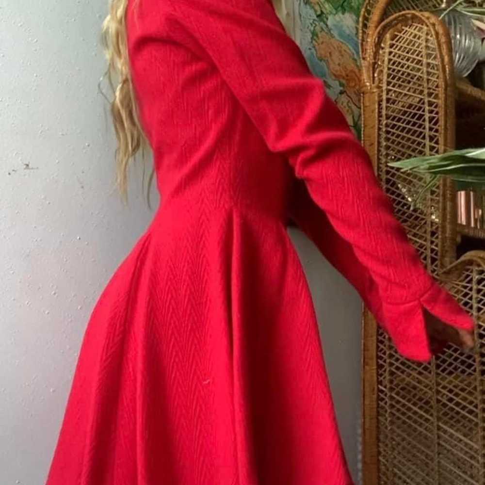 Vintage Mini Gogo Dress Red Long Sleeve, 1960s - image 2