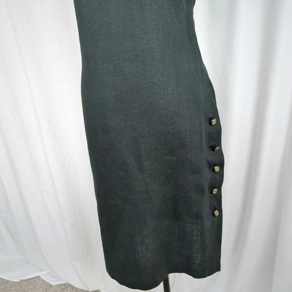 Vintage Valentino Black Linen Dress Small - image 3