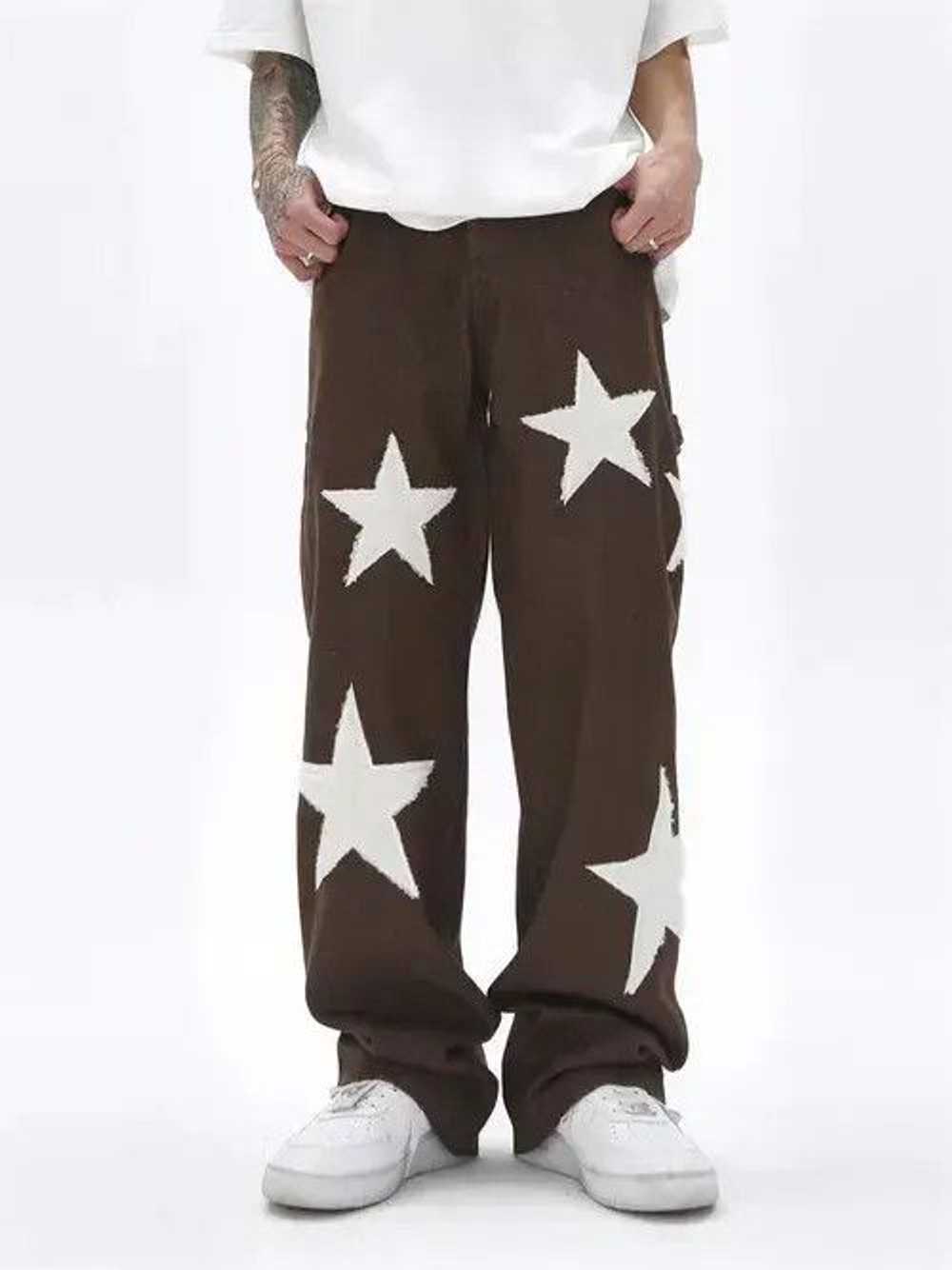 Streetwear Stars Embroidery Baggy Pants - image 1