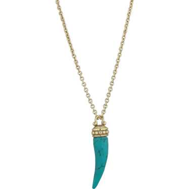 18k Yellow Gold Slane and Slane Horn Turquoise Nec