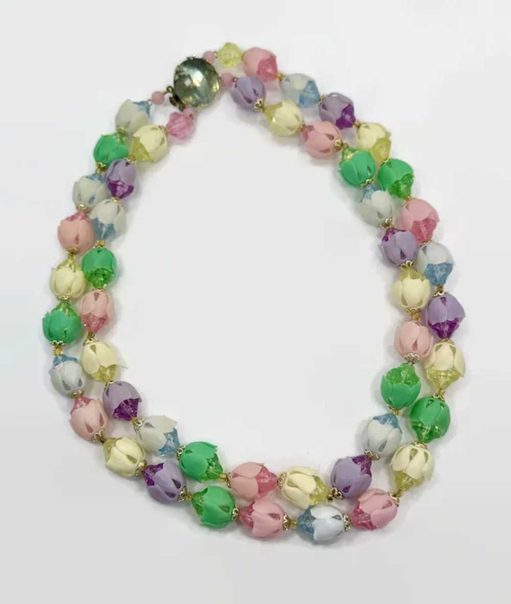 Flower Necklace, West Germany, Pastel, 1960s, Dou… - image 3