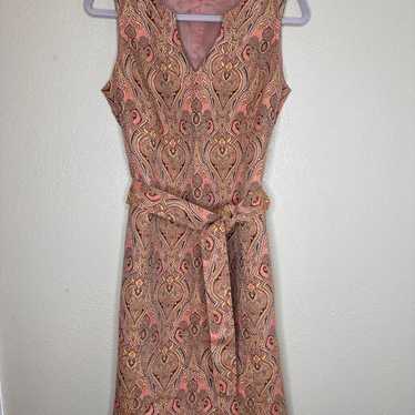 Talbots 10P Pink Paisley Floral Metallic Shift Dre