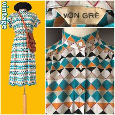 vintage clothing * geometric pattern * all-over d… - image 1