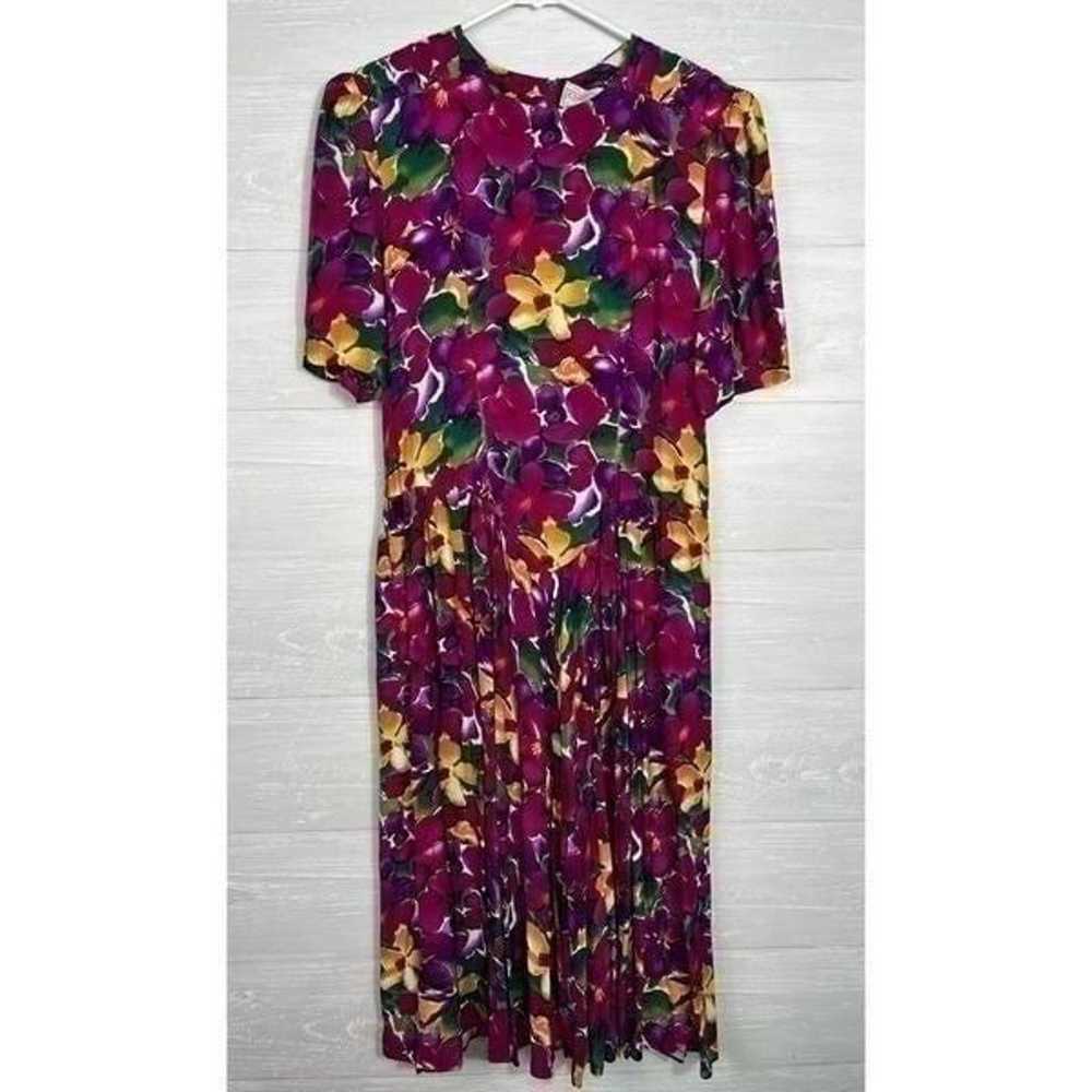 Vintage 80s Melanie Drucker Floral Midi Dress - image 2