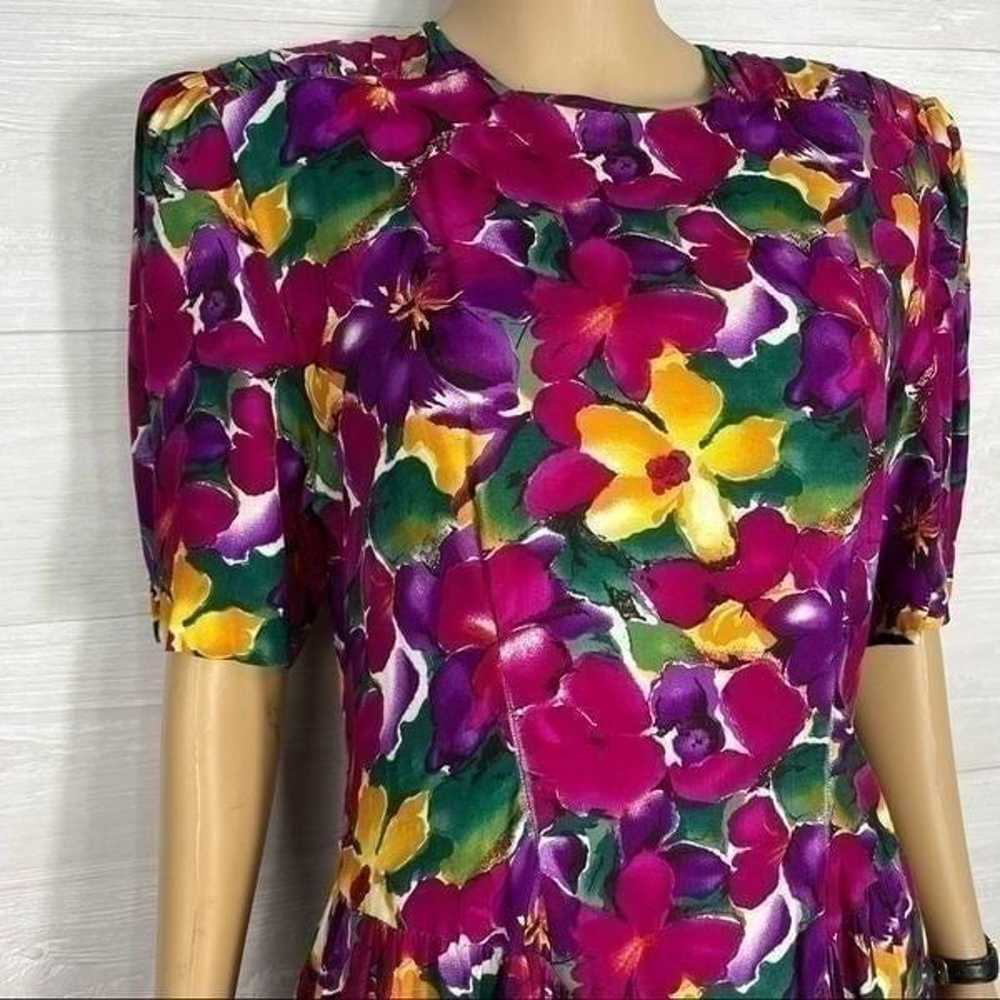 Vintage 80s Melanie Drucker Floral Midi Dress - image 5