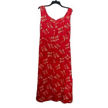 April Cornell Red Maxi Dress Bird Print MEDIUM Co… - image 1