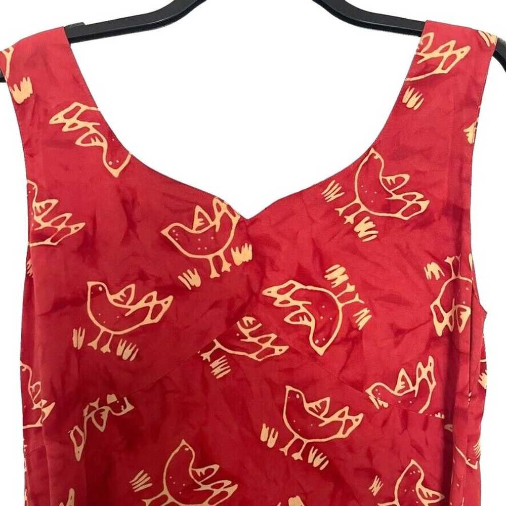 April Cornell Red Maxi Dress Bird Print MEDIUM Co… - image 2