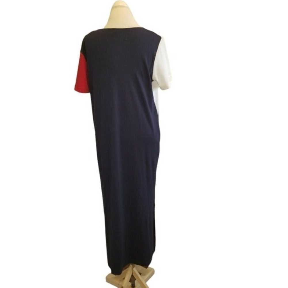 Vintage 90s Colorblock Maxi Dress Red Blue Casual… - image 2