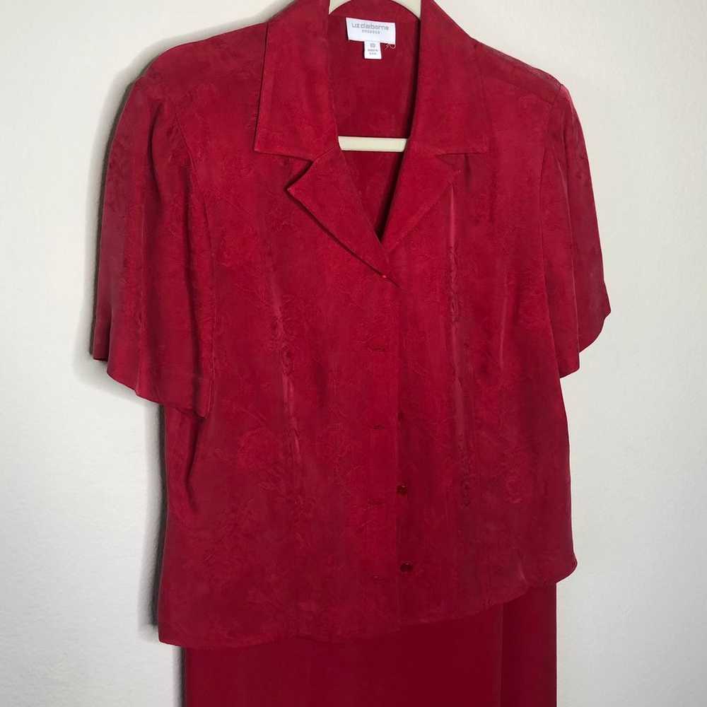 Vintage Liz Claiborne Red Dress Set 10 - image 2