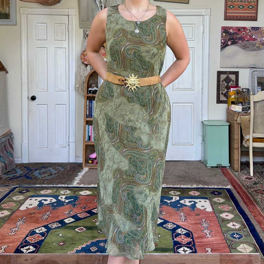 vintage 90s bohemian paisley double layered maxi … - image 2