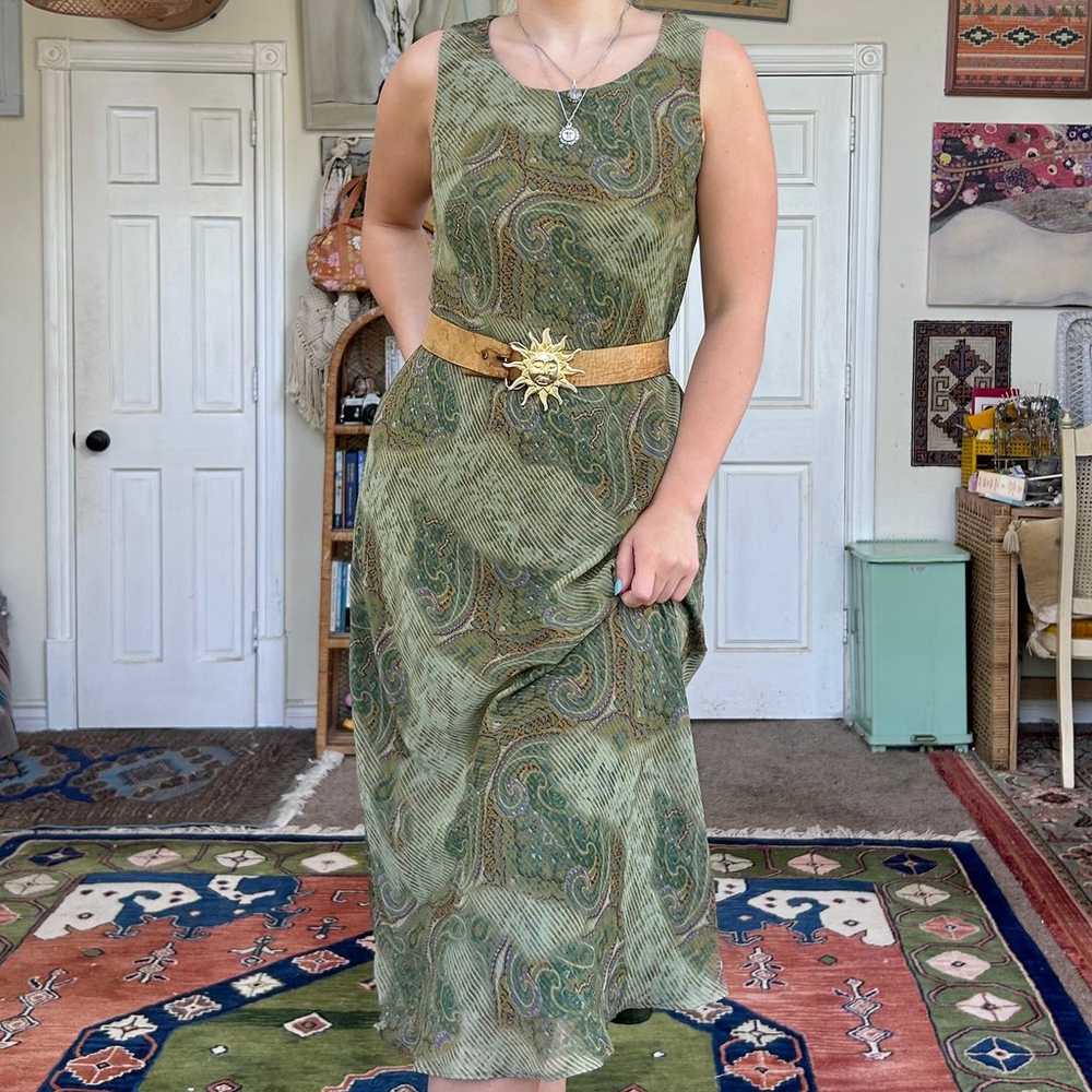 vintage 90s bohemian paisley double layered maxi … - image 3