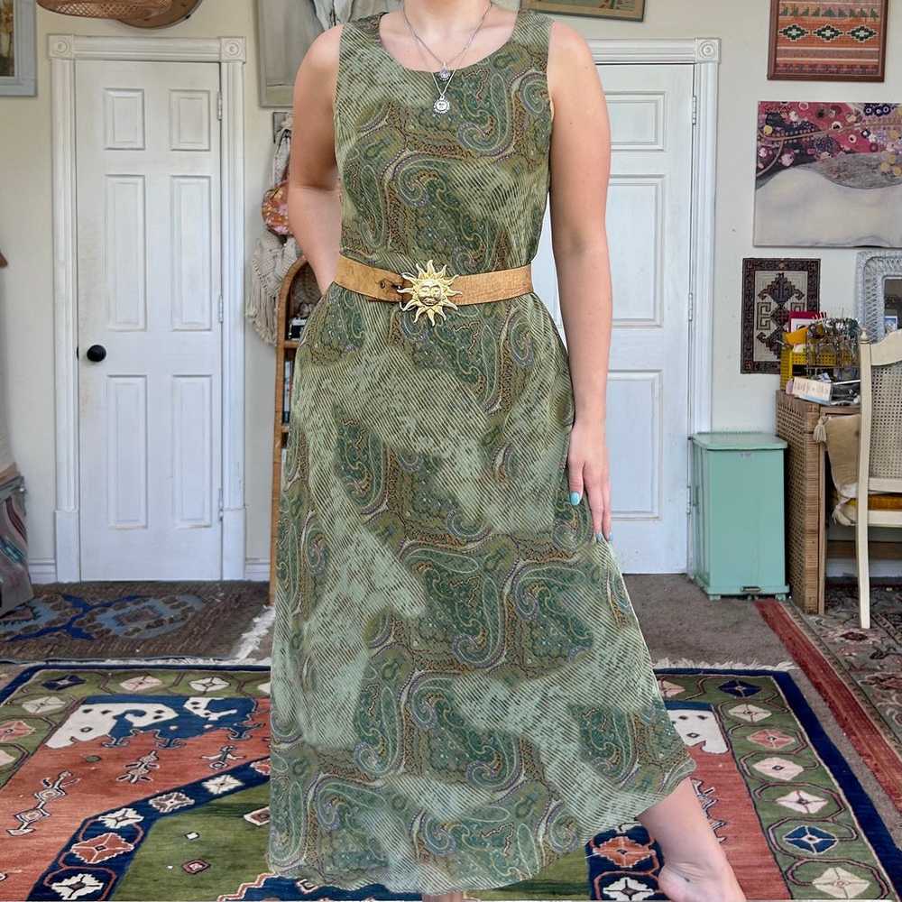 vintage 90s bohemian paisley double layered maxi … - image 4