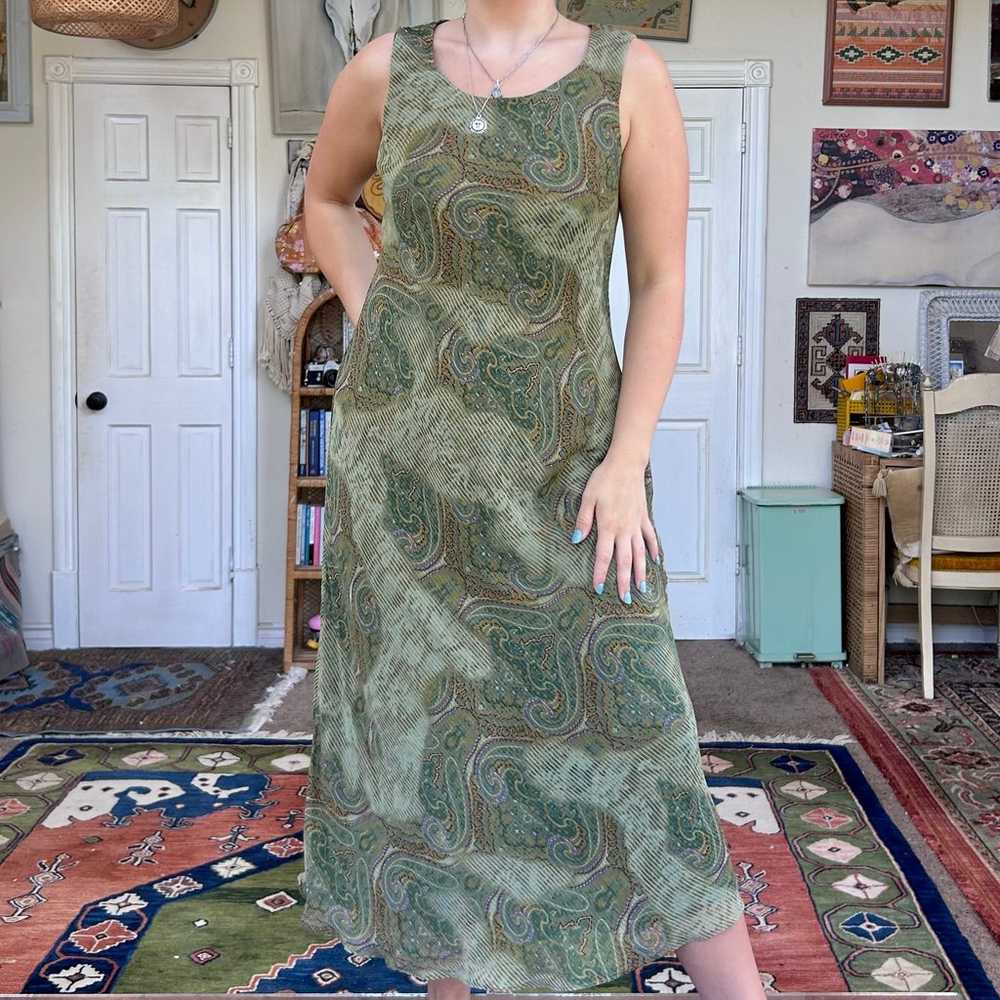 vintage 90s bohemian paisley double layered maxi … - image 6