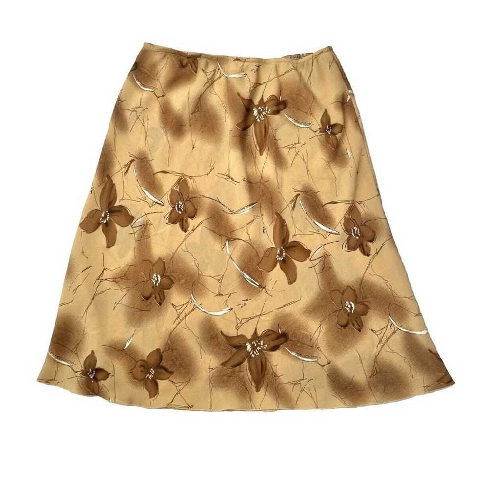 Vintage Tabloid Floral Satin Midi Skirt Size 14 C… - image 1