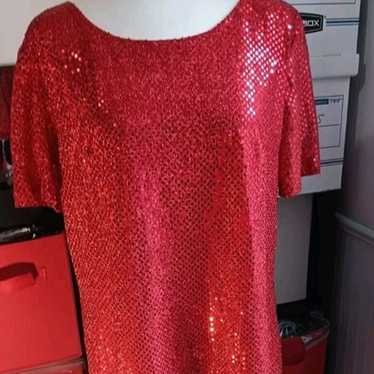 MOLLY MALLOY Vintage Ladies Red Sequined 2-Layer … - image 1