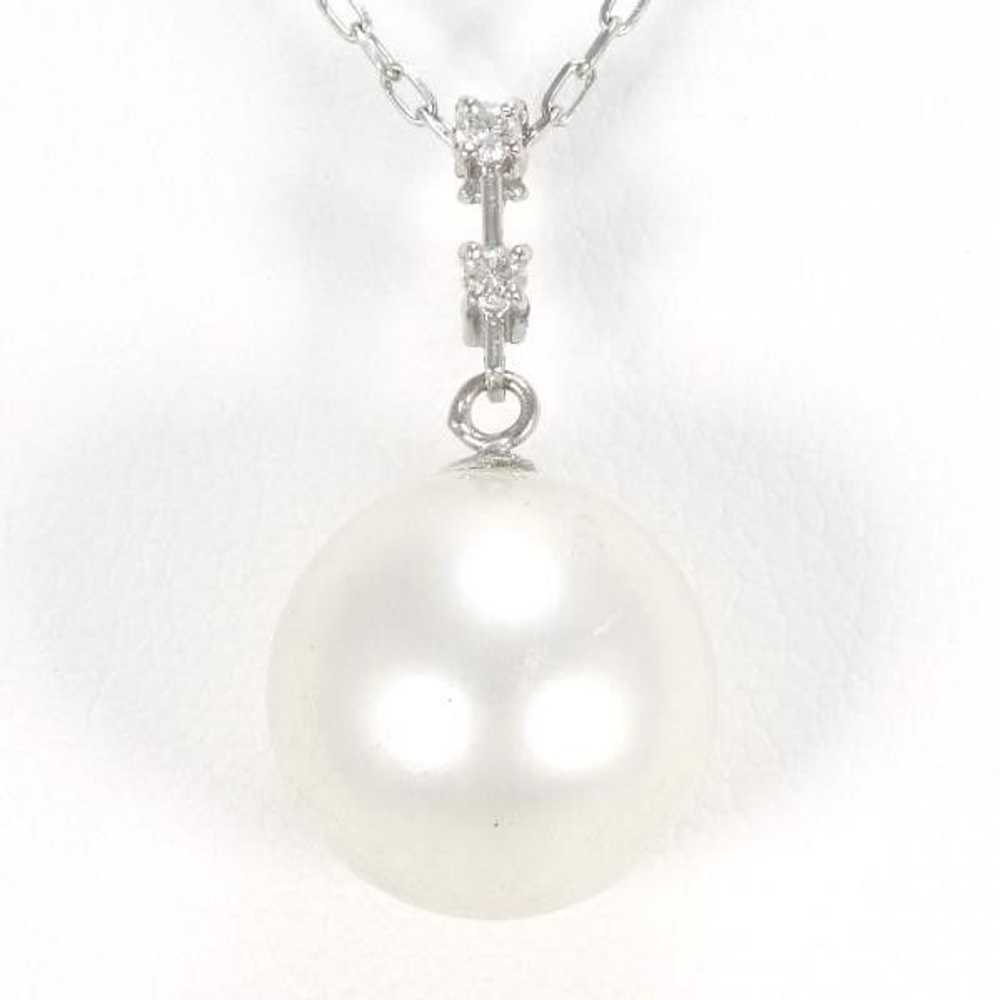 Other Other K18 White Gold Pearl Necklace with Di… - image 1