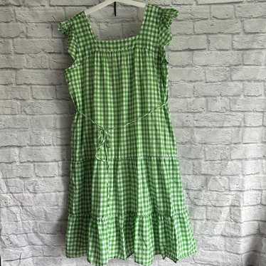 PREOWNED WOMENS DAPER JAMES RSVP GREEN GINGHAM RUF