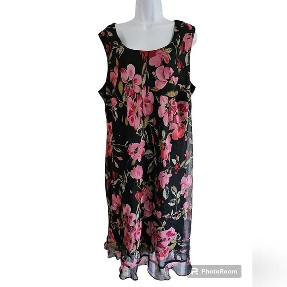 Dressbarn Size 20W Black Sleeveless Floral Vintag… - image 1