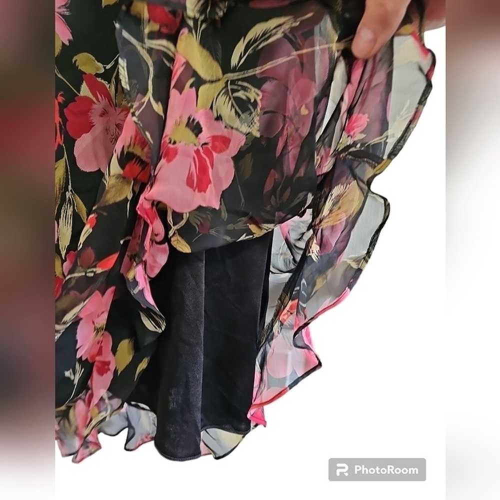 Dressbarn Size 20W Black Sleeveless Pink Floral V… - image 3