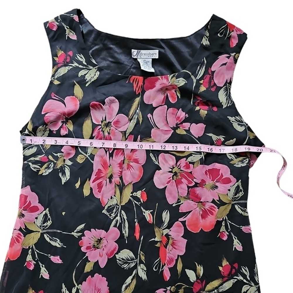 Dressbarn Size 20W Black Sleeveless Pink Floral V… - image 6