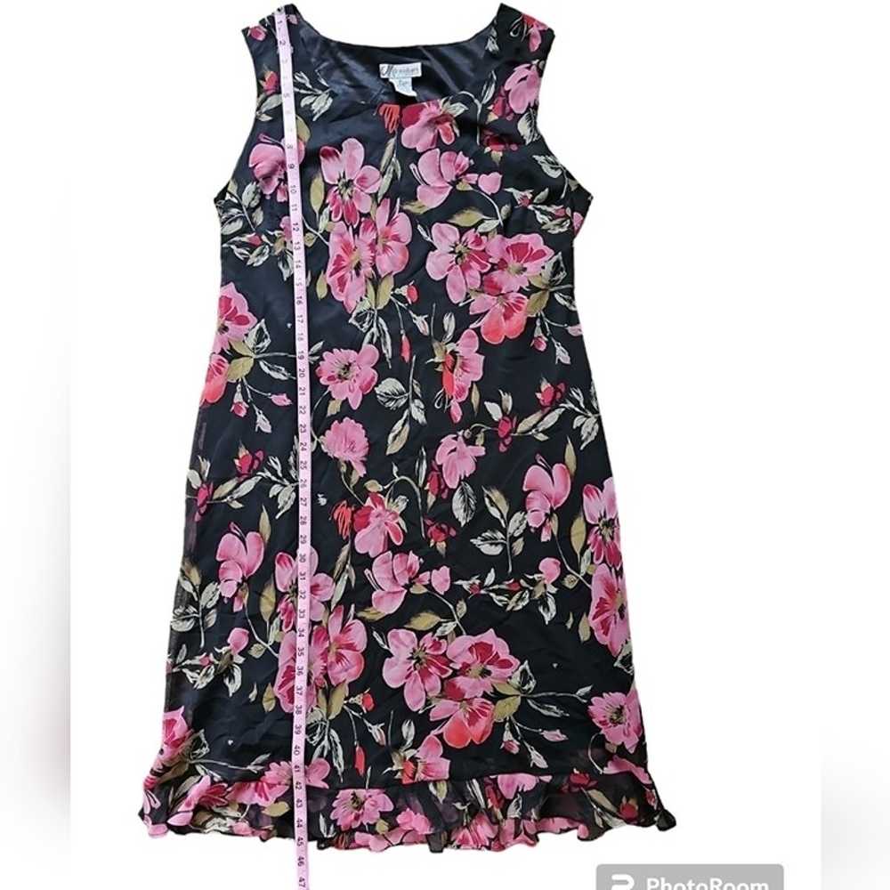 Dressbarn Size 20W Black Sleeveless Pink Floral V… - image 7