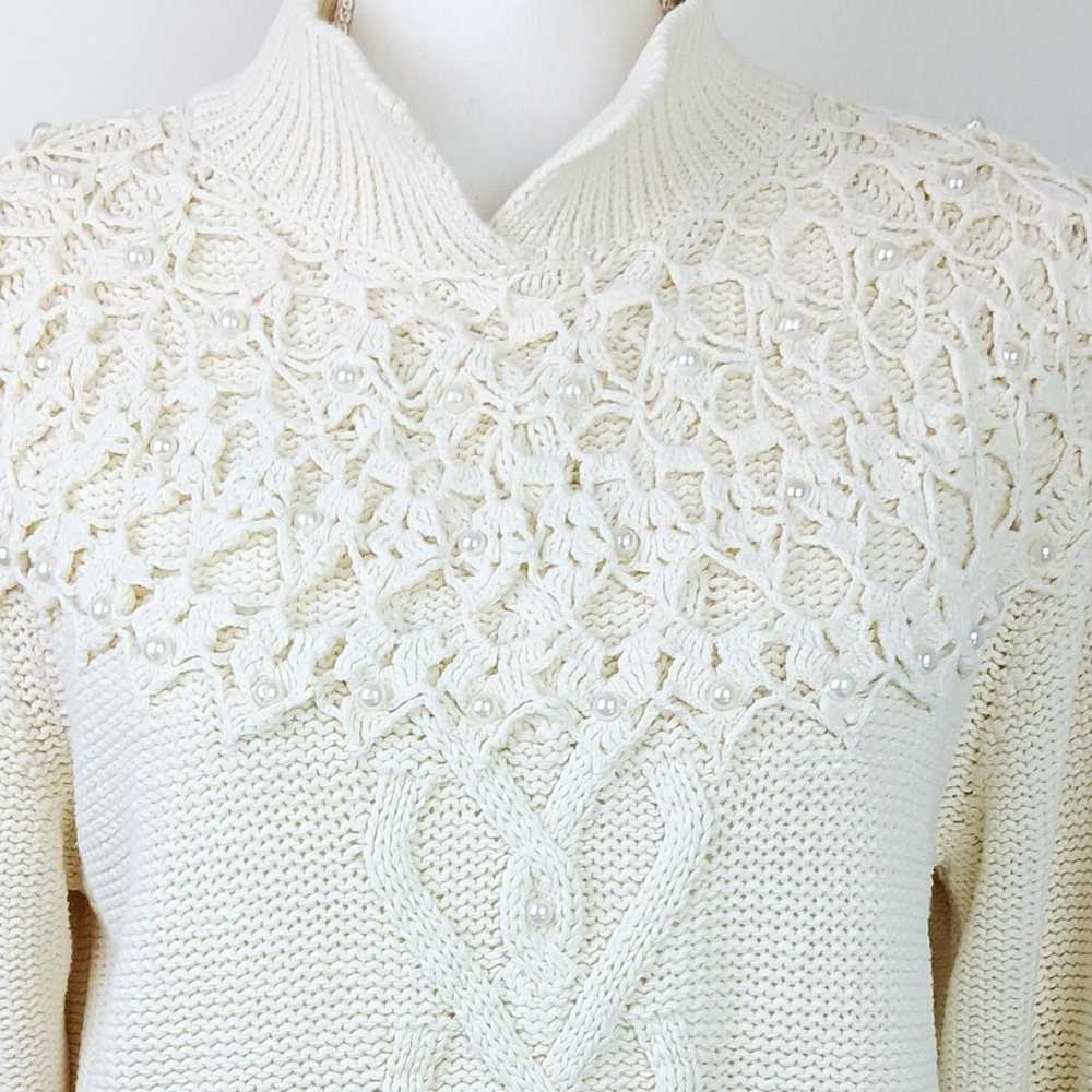 Sarah Taylor Collection VTG SZ M Cable Knit Cream… - image 2