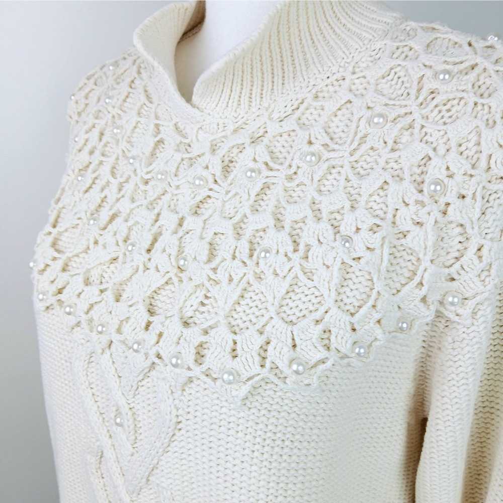 Sarah Taylor Collection VTG SZ M Cable Knit Cream… - image 3