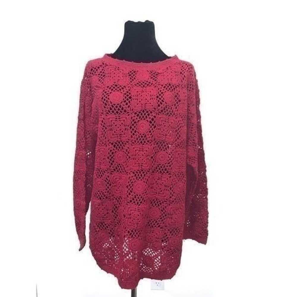 Vintage Wine Crochet Sweater Tunic M - image 4