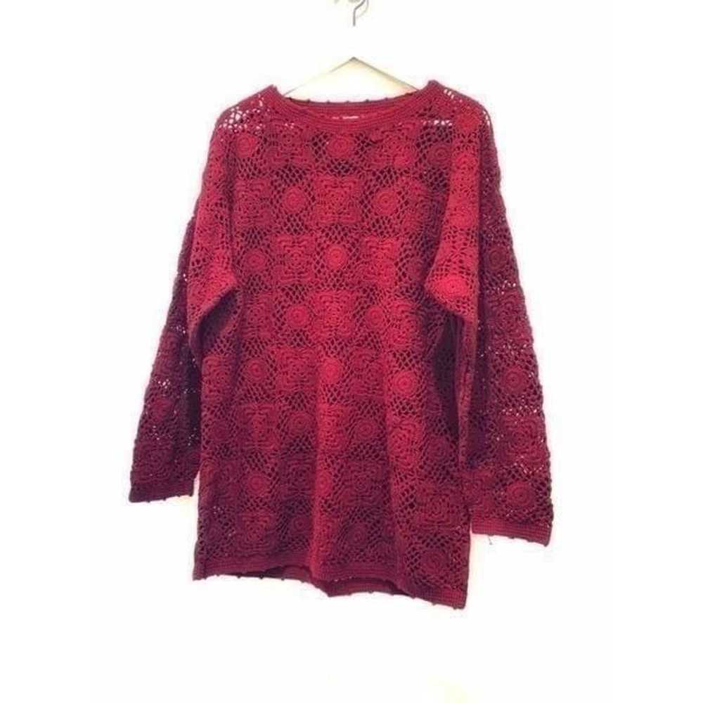 Vintage Wine Crochet Sweater Tunic M - image 7