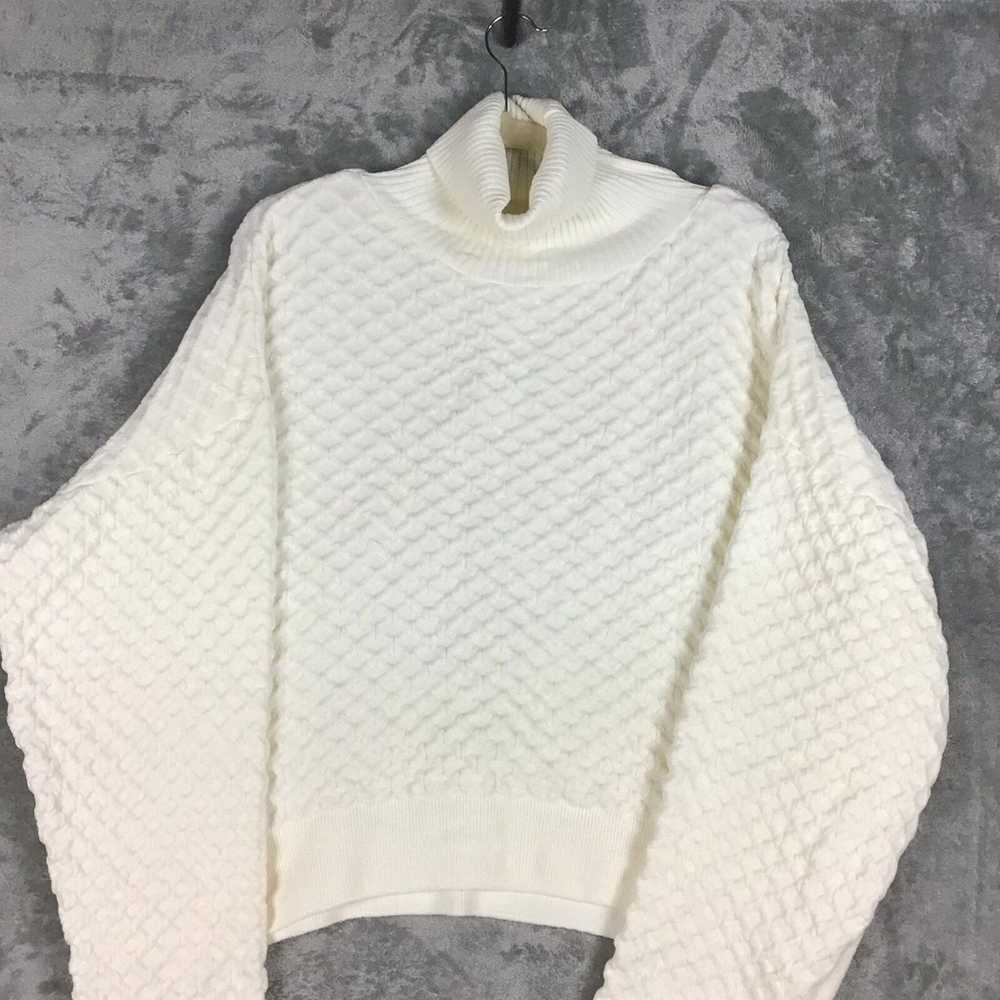 Topshop Women's XL Ivory Turtleneck Waffle Knit S… - image 10