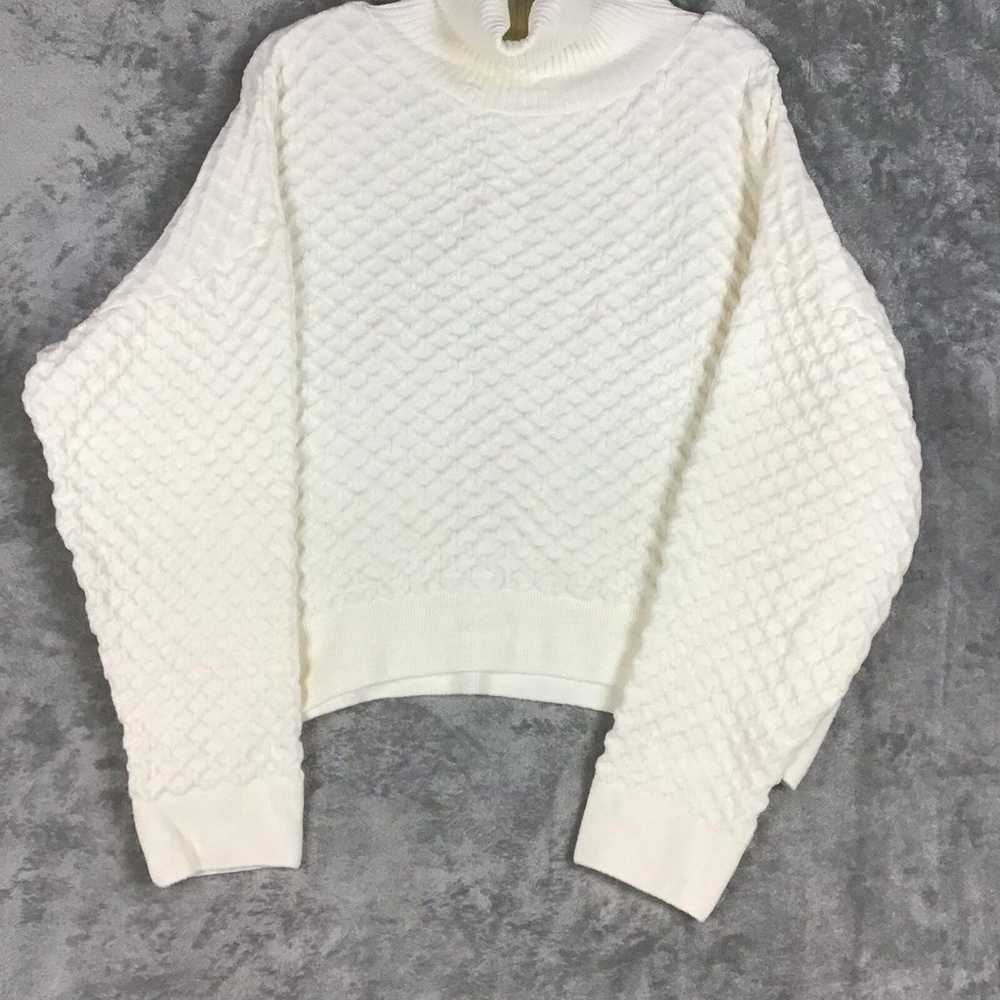 Topshop Women's XL Ivory Turtleneck Waffle Knit S… - image 5