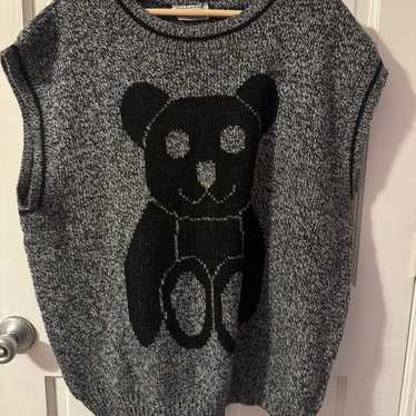 Vintage 80s oversized Teddy Bear Boxy Sweater Ves… - image 1