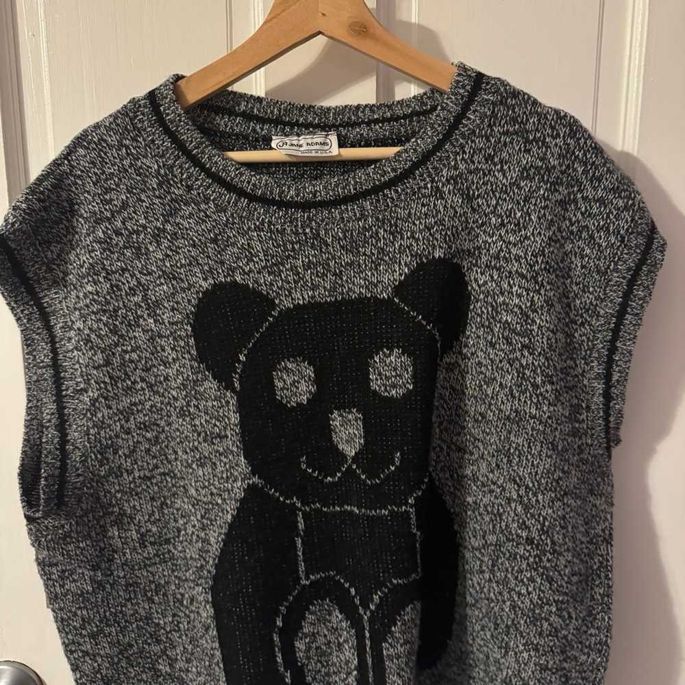 Vintage 80s oversized Teddy Bear Boxy Sweater Ves… - image 2