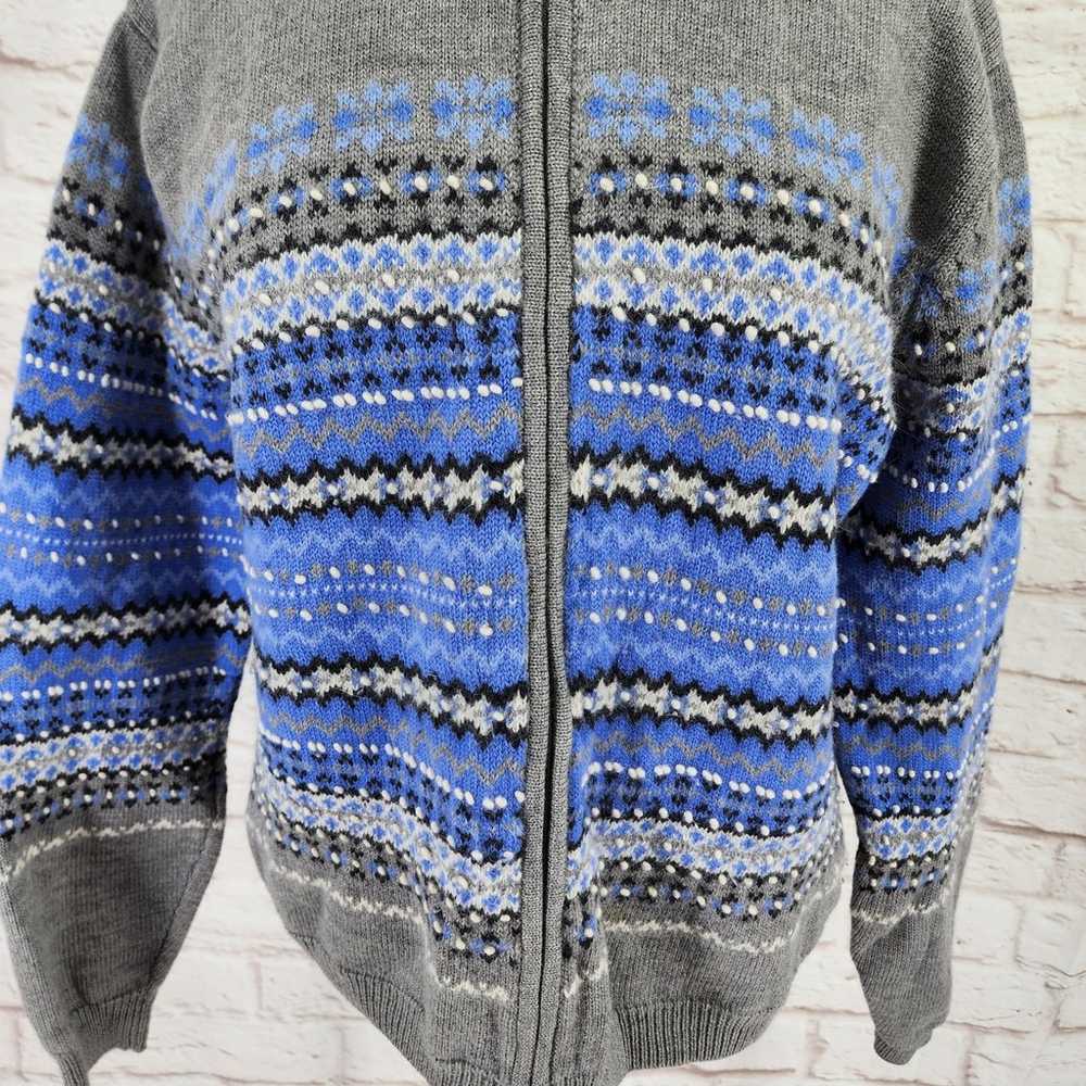 Talbots Fair Isle Sweater Women XL Full Zip Wool … - image 6