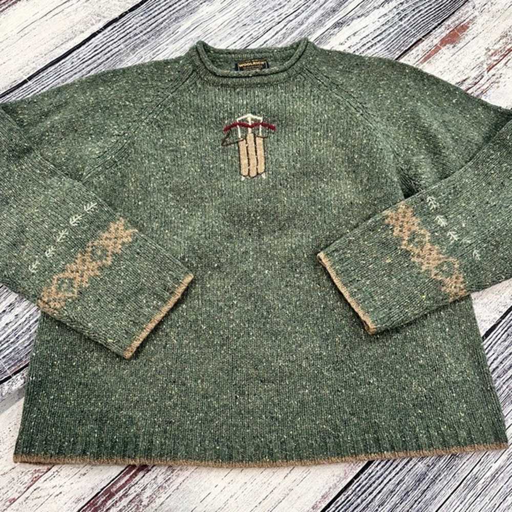 Vintage Woolrich Green Wool Sledding Sweater - image 1