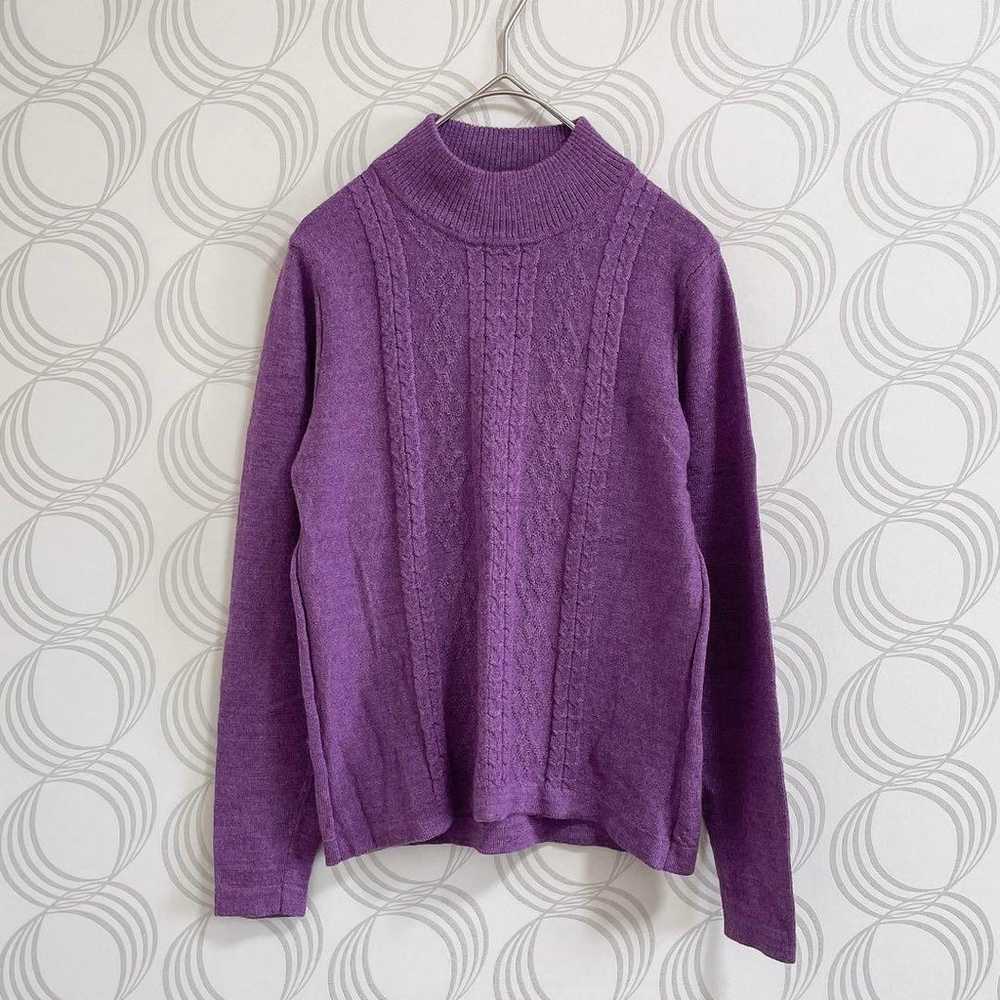 Mause♡ High-neck High-gauge Knit Cable Knit 100% … - image 1