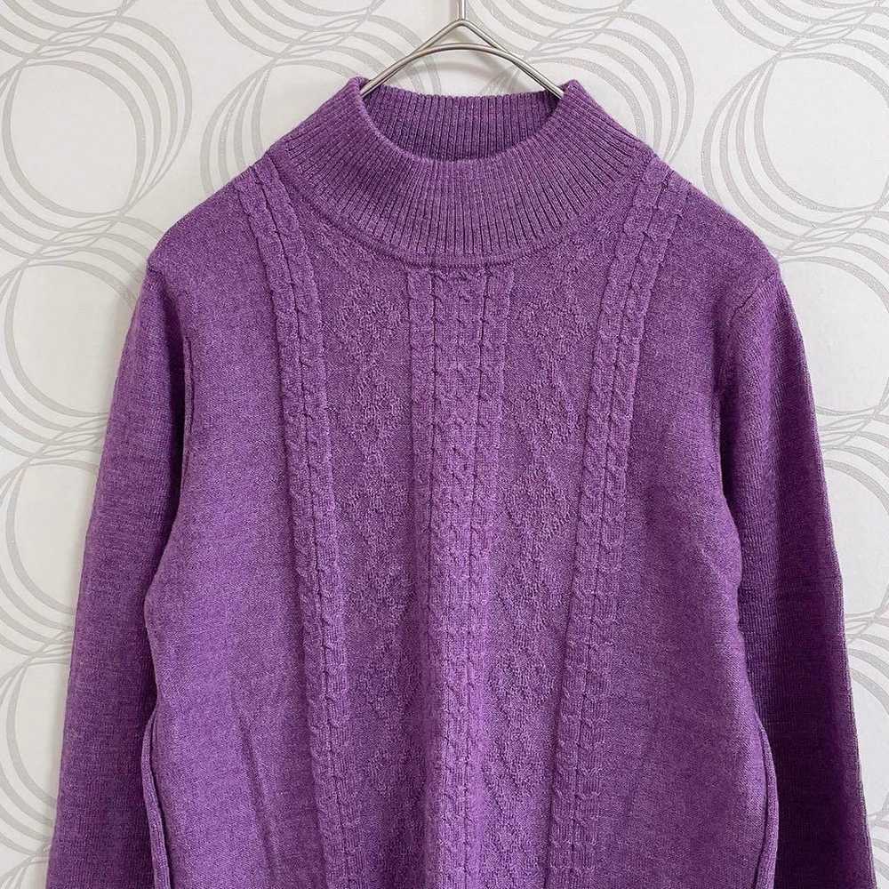 Mause♡ High-neck High-gauge Knit Cable Knit 100% … - image 2